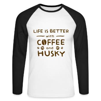 Husky dog dog hairdresser dog lover dog lover - Unisex Long Sleeve Baseball T-Shirt - white/black - Front - Nik (191cm)