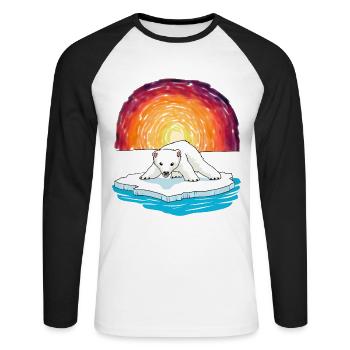Ours polaire bébé animaux sauvages nature enfants climat - T-shirt baseball manches longues Homme - blanc/noir - Devant - Nik (191cm)