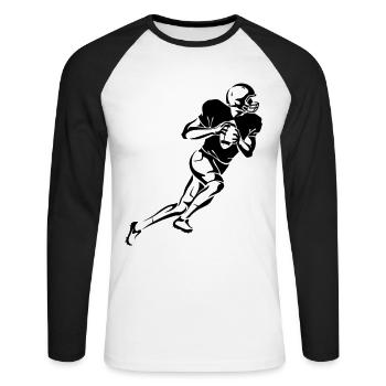 American Football Quarterback Silhoulette Geschenk - Unisex Baseballshirt langarm - Weiß/Schwarz - Vorne - Nik (191cm)
