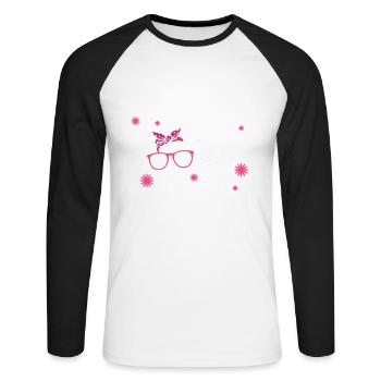 Cows Cow Skull Cowbell Girlfriend - Unisex Long Sleeve Baseball T-Shirt - white/black - Front - Nik (191cm)