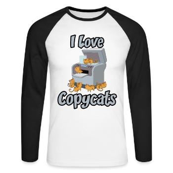 Copier copie de chat copie copie chat Copycats - T-shirt baseball manches longues Homme - blanc/noir - Devant - Nik (191cm)