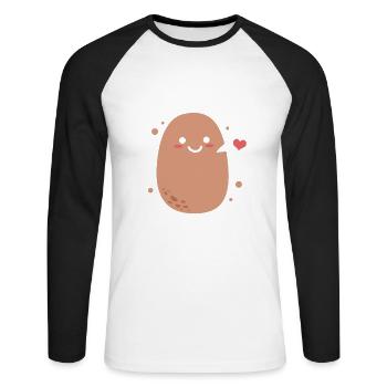 Otaku Kawaii - T-shirt baseball manches longues Homme - blanc/noir - Devant - Nik (191cm)