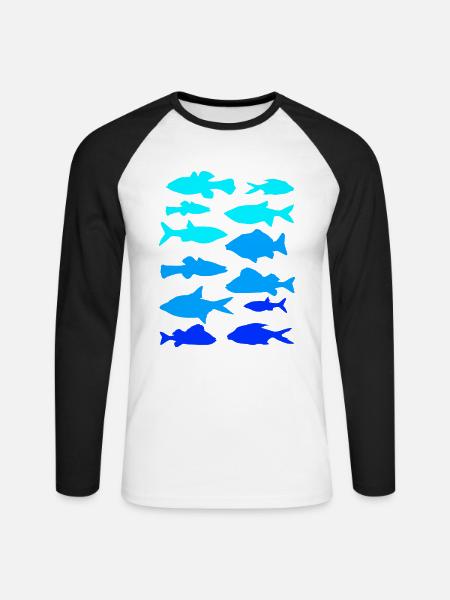 Anglerfish carp pike - Unisex Long Sleeve Baseball T-Shirt - white/black