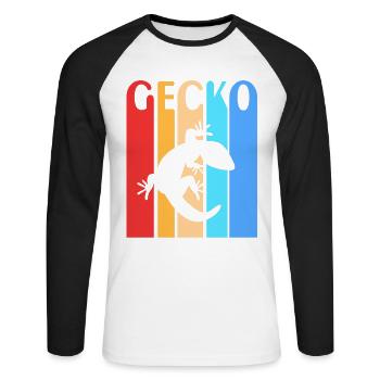 gecko - Unisex Long Sleeve Baseball T-Shirt - white/black - Front - Nik (191cm)