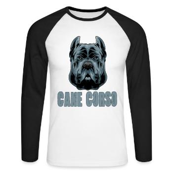 Cane Corso pour cane Corso propriétaire Cane - T-shirt baseball manches longues Homme - blanc/noir - Devant - Nik (191cm)