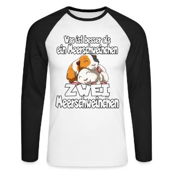 Was ist besser als ein Meerschweinchen Zwei - Unisex Baseballshirt langarm - Weiß/Schwarz - Vorne - Nik (191cm)