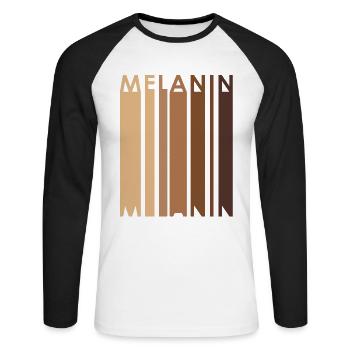 Mélanine Noir Diversité Tolérance Black Power - T-shirt baseball manches longues Homme - blanc/noir - Devant - Nik (191cm)
