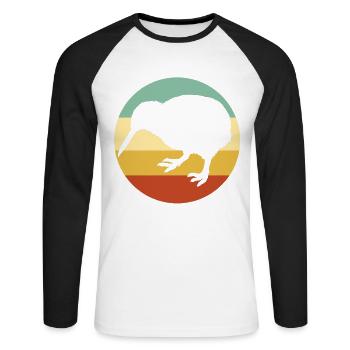 kiwi-oiseau kiwi - T-shirt baseball manches longues Homme - blanc/noir - Devant - Nik (191cm)