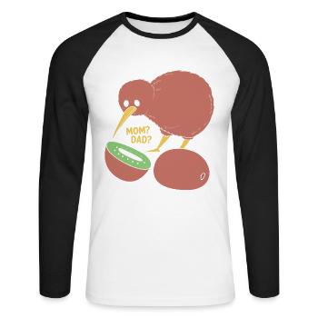kiwi-oiseau kiwi - T-shirt baseball manches longues Homme - blanc/noir - Devant - Nik (191cm)