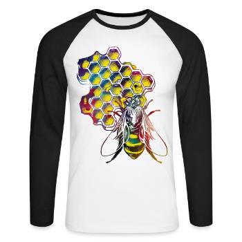 #bee #honey d’abeilles et de miel - T-shirt baseball manches longues Homme - blanc/noir - Devant - Nik (191cm)