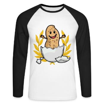 Hurra Erdnuss Baby Geburt Schwangerschaft Eltern - Unisex Baseballshirt langarm - Weiß/Schwarz - Vorne - Nik (191cm)