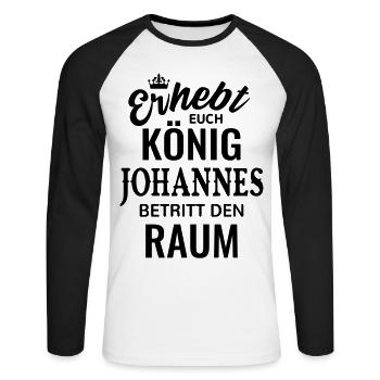 Name Johannes König Geschenkidee Geburtstag lustig - Unisex Baseballshirt langarm - Weiß/Schwarz - Vorne - Nik (191cm)
