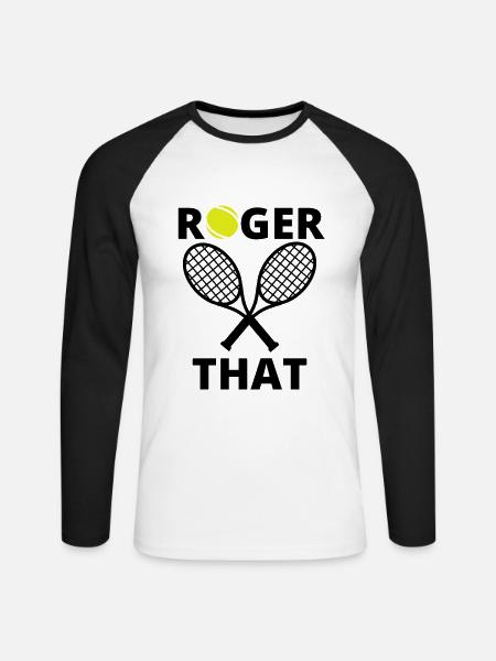 Roger das Tennisgeschenk - Unisex Baseballshirt langarm - Weiß/Schwarz