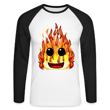 Fire Heat Flames Inferno Face Fire Professions - Unisex Long Sleeve Baseball T-Shirt - white/black - Front - Nik (191cm)