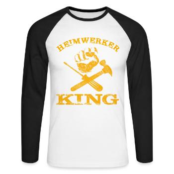 Dad DIY King - Men Father's Day Grandpa & Dad - Unisex Long Sleeve Baseball T-Shirt - white/black - Front - Nik (191cm)