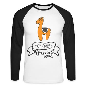 LAMA LLAMAS WOOL ALPACA ANIMALS CUTE CUTE MOTIFS - Unisex Long Sleeve Baseball T-Shirt - white/black - Front - Nik (191cm)
