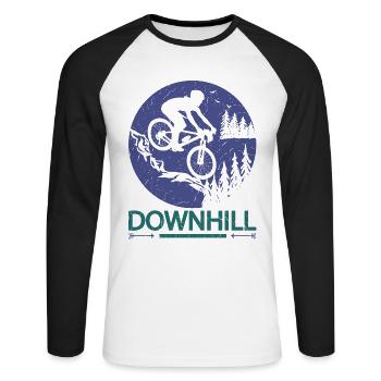 Mountain Bike Bike Downhill Biker - Unisex Long Sleeve Baseball T-Shirt - white/black - Front - Nik (191cm)