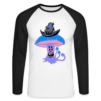 Fantasy Mushroom Forest Dweller Fairy Tale Mushrooms Forest Nature - Unisex Long Sleeve Baseball T-Shirt - white/black - Front - Nik (191cm)