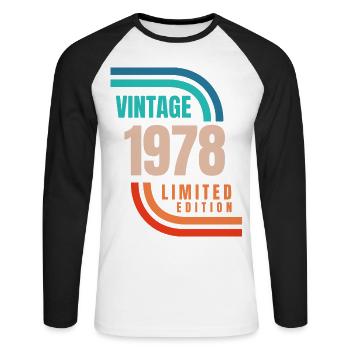 vintage 1978 limited edition - Unisex Long Sleeve Baseball T-Shirt - white/black - Front - Nik (191cm)