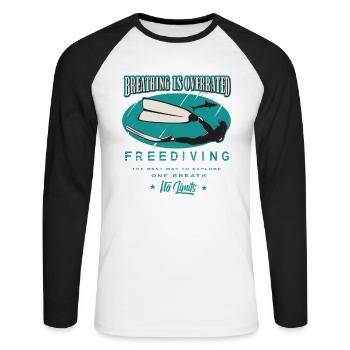 Freediving Apnoe Atmen wird überbewertet Geschenk - Unisex Baseballshirt langarm - Weiß/Schwarz - Vorne - Nik (191cm)