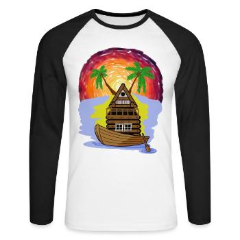 Adventure Leisure Travel Holiday Boat Caribbean Island - Unisex Long Sleeve Baseball T-Shirt - white/black - Front - Nik (191cm)