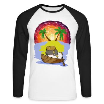 Aventure Loisirs Vacances Prêts pour chiens Chapeaux endormis - T-shirt baseball manches longues Homme - blanc/noir - Devant - Nik (191cm)