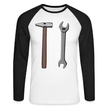 Hammer Handwerker Werkzeug Berufe Handwerk Job - Unisex Baseballshirt langarm - Weiß/Schwarz - Vorne - Nik (191cm)