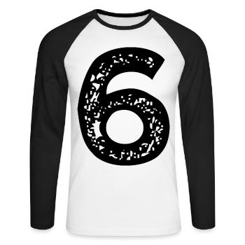 Maillot numéro 6 - T-shirt baseball manches longues Homme - blanc/noir - Devant - Nik (191cm)