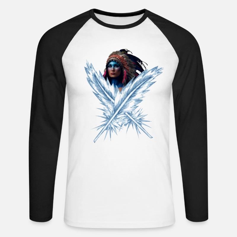 Federschmuck - Unisex Baseballshirt langarm - Weiß/Schwarz
