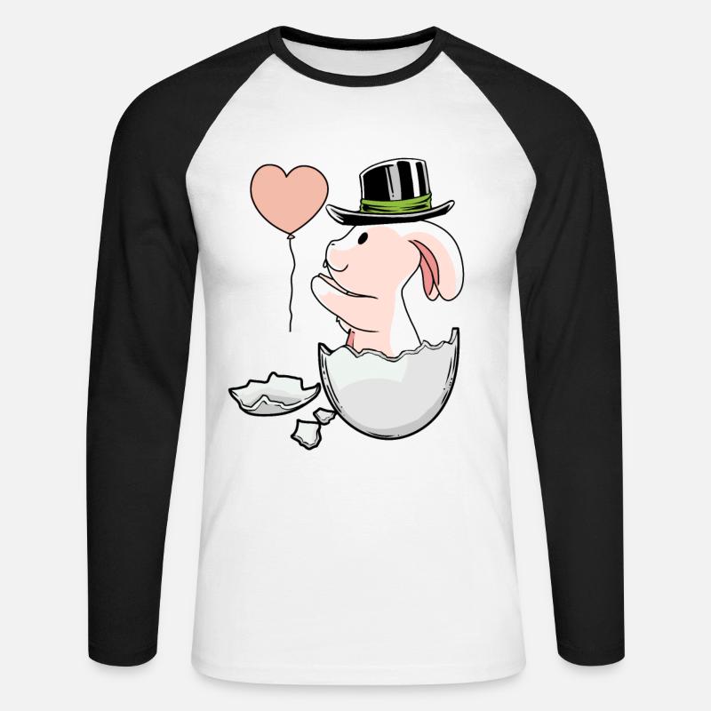 Easter Balloon EggShell Easter Rabbit - Unisex Long Sleeve Baseball T-Shirt - white/black