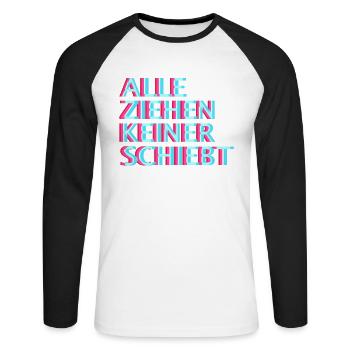 Techno Raver EDM Uptempo Speedcore Tekk Hardtekk - Unisex Baseballshirt langarm - Weiß/Schwarz - Vorne - Nik (191cm)