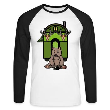 Remorque Forêt Animaux Faune Nature Sauvage Ours - T-shirt baseball manches longues Homme - blanc/noir - Devant - Nik (191cm)
