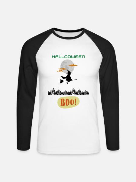 MASO - HEXE BOO HALLOOWEEN MARBOSSTA - Unisex Baseballshirt langarm - Weiß/Schwarz