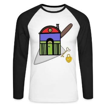 Maçon truelle artisan maison constructeur construction - T-shirt baseball manches longues Homme - blanc/noir - Devant - Nik (191cm)