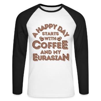 Café Eurasier Café Chien - T-shirt baseball manches longues Homme - blanc/noir - Devant - Nik (191cm)