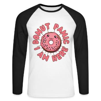 Donut panique Donut kawaii - T-shirt baseball manches longues Homme - blanc/noir - Devant - Nik (191cm)