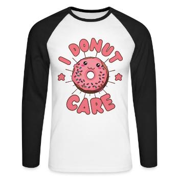 I Donut care Donut kawaii - T-shirt baseball manches longues Homme - blanc/noir - Devant - Nik (191cm)