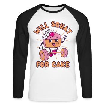 Cake Weight Squat Fitness Cake kawaii - Unisex Long Sleeve Baseball T-Shirt - white/black - Front - Nik (191cm)