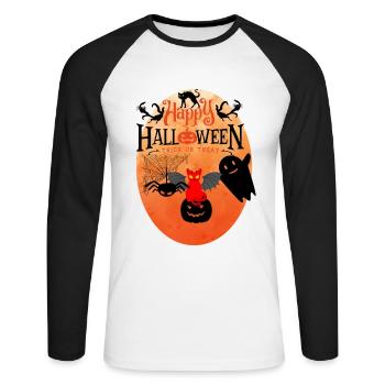 Cat-o-ween the monsters are out! - Unisex Long Sleeve Baseball T-Shirt - white/black - Front - Nik (191cm)