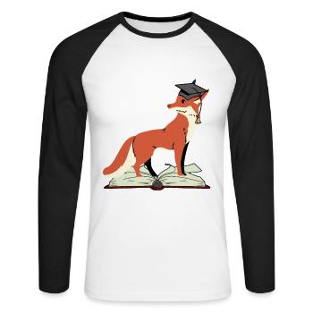 Fuchs Abitur lernen schlau klug Weisheit Weise - Unisex Baseballshirt langarm - Weiß/Schwarz - Vorne - Nik (191cm)
