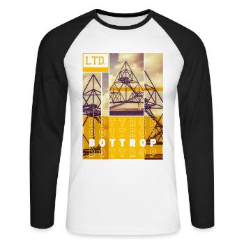 Bottrop Germany City Skyline Home Love - Unisex Long Sleeve Baseball T-Shirt - white/black - Front - Nik (191cm)