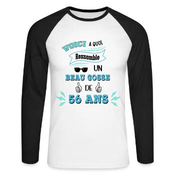Idée De Cadeau Drôle Pour Les Beaux Gosses - T-shirt baseball manches longues Homme - blanc/noir - Devant - Nik (191cm)