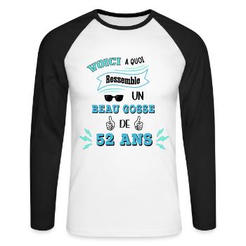 Idée De Cadeau Drôle Pour Les Beaux Gosses - T-shirt baseball manches longues Homme - blanc/noir - Devant - Nik (191cm)