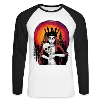 Dark Fantasy Demon Sorcière Satan Horreur sataniste - T-shirt baseball manches longues Homme - blanc/noir - Devant - Nik (191cm)