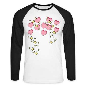 Hearts Stars Love Romantic Valentine Couple - Unisex Long Sleeve Baseball T-Shirt - white/black - Front - Nik (191cm)