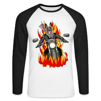 Fire malinois - T-shirt baseball manches longues Homme - blanc/noir - Devant - Nik (191cm)