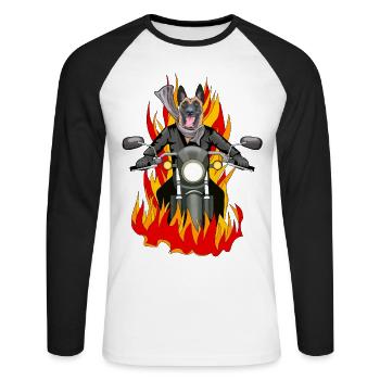Fire malinois droit - T-shirt baseball manches longues Homme - blanc/noir - Devant - Nik (191cm)