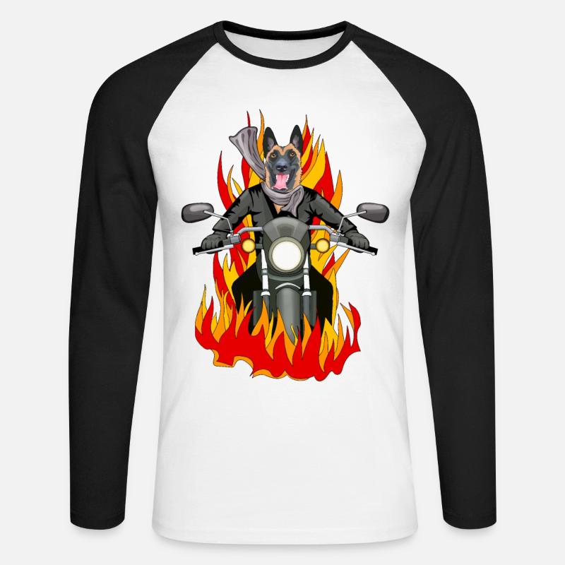 Right Malinois fire - Unisex Long Sleeve Baseball T-Shirt - white/black