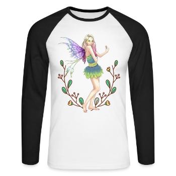 Nature Fantasy Fairy Fairy Tale Children Child - Unisex Long Sleeve Baseball T-Shirt - white/black - Front - Nik (191cm)