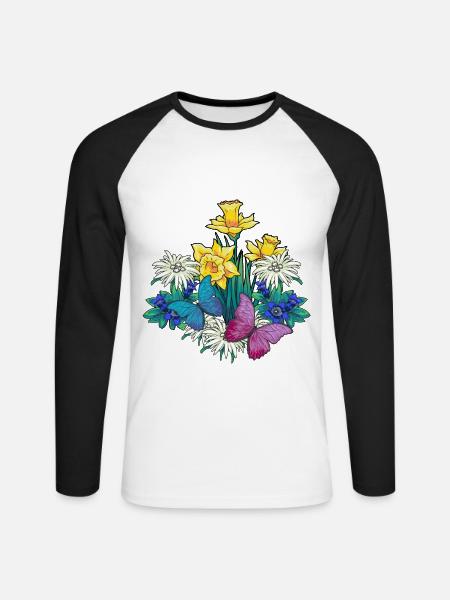 Østrig Tirol Forår Naturelskere Alm - Langærmet herre-baseballshirt - hvid/sort
